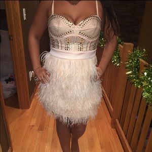 BEBE Isis Studded Feather Dress - Large